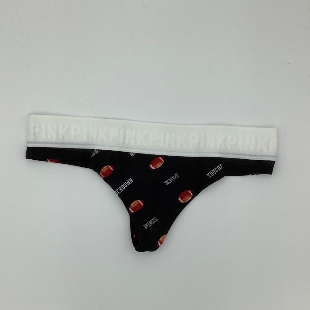 New Victoria’s Secret PINK Wide Logo Thong Panties - XSmall - Football